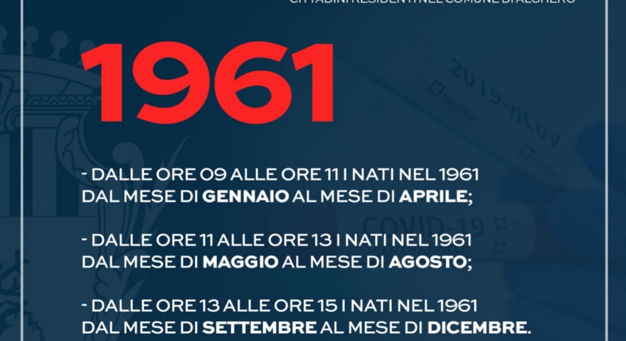 Vaccinazioni all'Hub Mariotti: sabato  8 maggio per i nati nel 1961 Vaccinazioni all'Hub Mariotti: sabato  8 maggio per i nati nel 1961